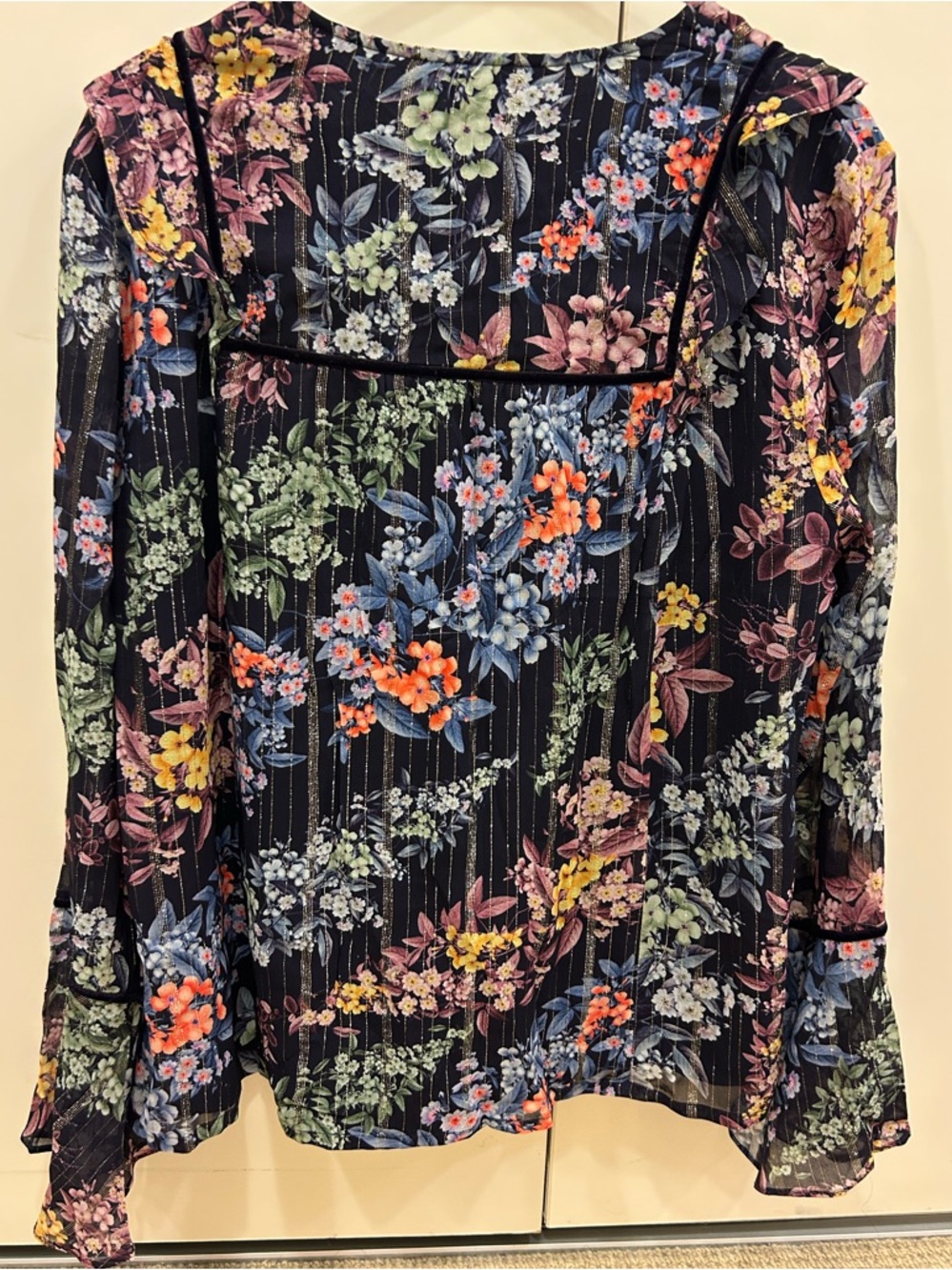 Anthropologie Vineet Bahl Vivienne embroidered navy blue blouses top nwt - Picture 8 of 15